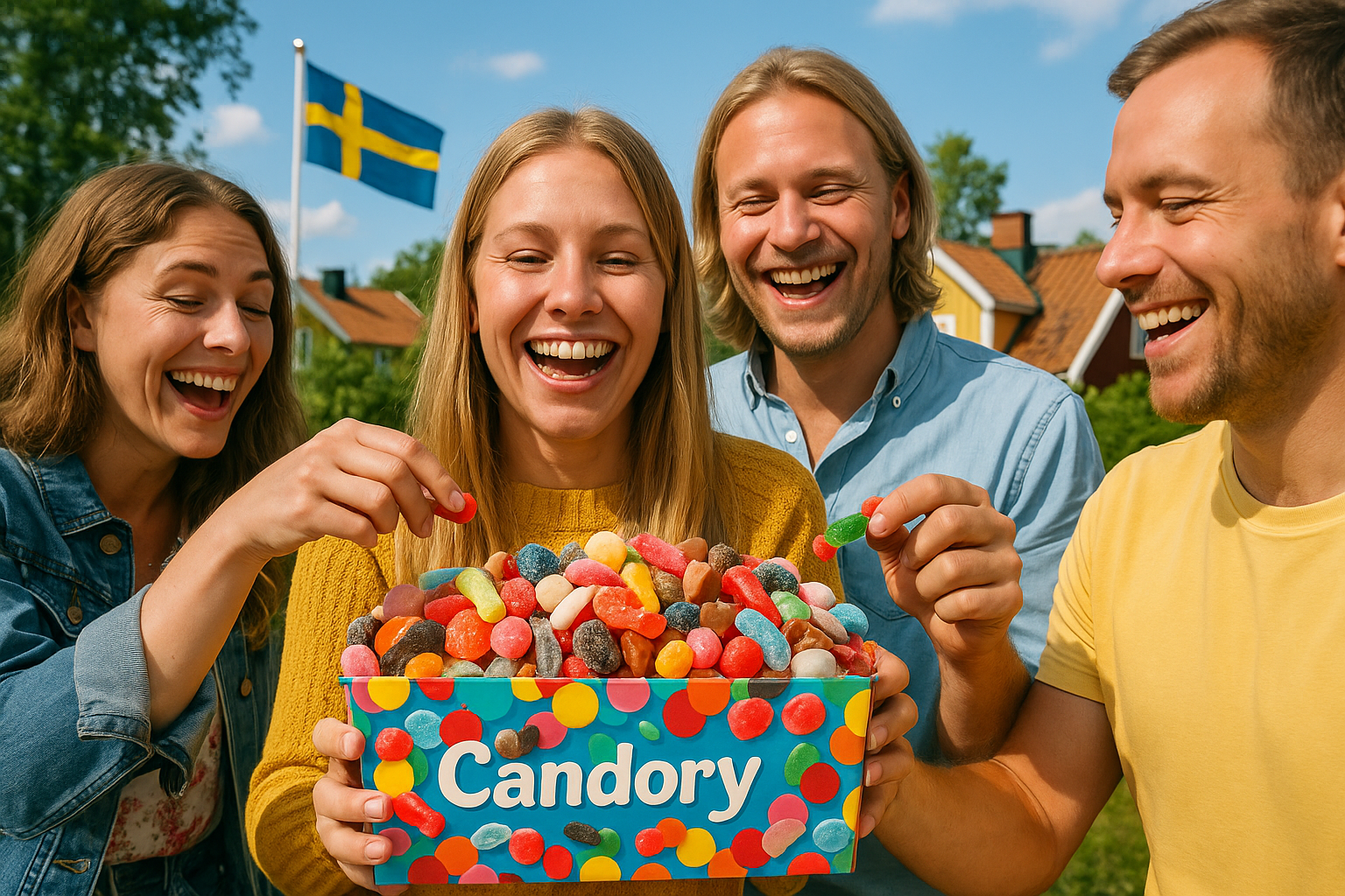 Happy Swedes Eating Swedish Candy In The Sun